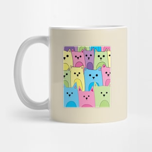 Pastel Group of Cats Mug